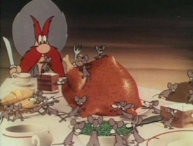 Screenshots from the 1947 Warner Bros. cartoon Along Came Daffy