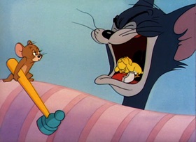 Screenshots from the 1948 MGM cartoon Kitty Foiled