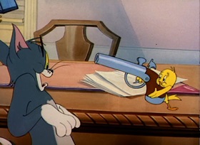 Screenshots from the 1948 MGM cartoon Kitty Foiled