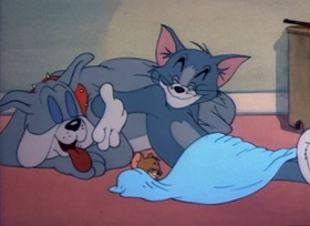 Screenshots from the 1948 MGM cartoon The Truce Hurts