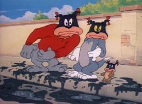 Screenshots from the 1948 MGM cartoon The Truce Hurts