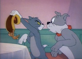 Screenshots from the 1948 MGM cartoon The Truce Hurts
