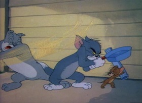 Screenshots from the 1948 MGM cartoon The Truce Hurts
