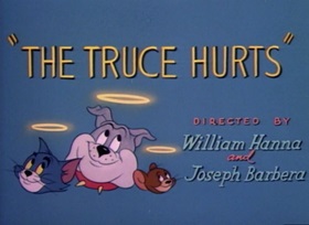 Screenshots from the 1948 MGM cartoon The Truce Hurts