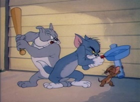 Screenshots from the 1948 MGM cartoon The Truce Hurts