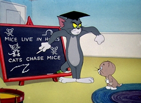 Screenshots from the 1948 MGM cartoon Professor Tom
