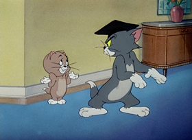 Screenshots from the 1948 MGM cartoon Professor Tom