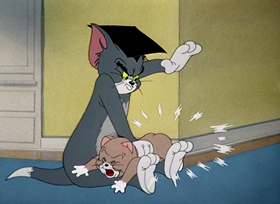 Screenshots from the 1948 MGM cartoon Professor Tom