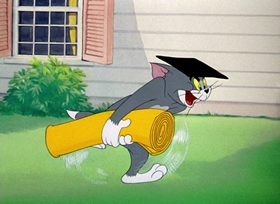 Screenshots from the 1948 MGM cartoon Professor Tom