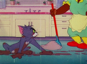 Screenshots from the 1948 MGM cartoon Mouse Cleaning