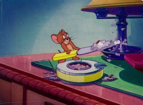 Screenshots from the 1948 MGM cartoon Mouse Cleaning