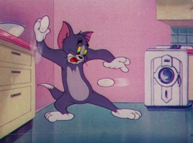 Screenshots from the 1948 MGM cartoon Mouse Cleaning