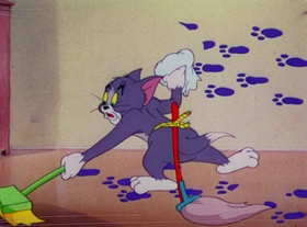 Screenshots from the 1948 MGM cartoon Mouse Cleaning