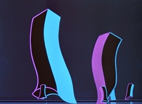 Screenshots from the 1948 Disney cartoon Bumble Boogie