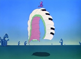 Screenshots from the 1948 Disney cartoon Bumble Boogie