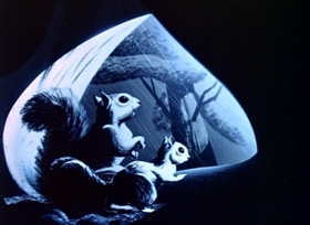 Screenshots from the 1948 Disney cartoon Trees