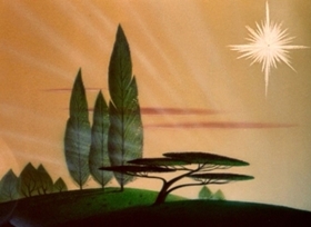 Screenshots from the 1948 Disney cartoon Trees