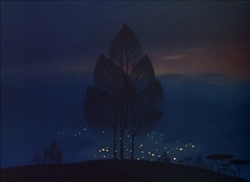 Screenshots from the 1948 Disney cartoon Trees