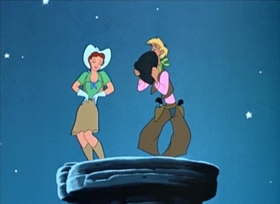 Screenshots from the 1948 Disney cartoon Pecos Bill