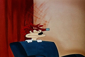Screenshots from the 1948 Walter Lantz cartoon Banquet Busters