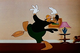 Screenshots from the 1948 Walter Lantz cartoon Banquet Busters