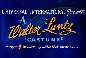 Screenshots from the 1948 Walter Lantz cartoon Banquet Busters