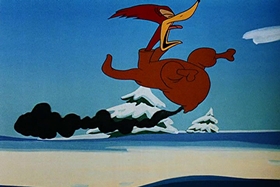Screenshots from the 1948 Walter Lantz cartoon Banquet Busters