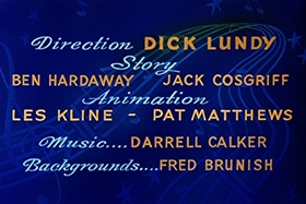 Screenshots from the 1948 Walter Lantz cartoon Banquet Busters