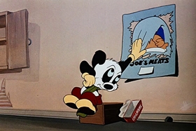 Screenshots from the 1948 Walter Lantz cartoon Banquet Busters