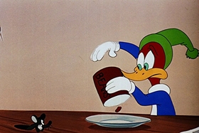 Screenshots from the 1948 Walter Lantz cartoon Banquet Busters