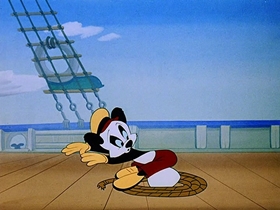 Screenshots from the 1948 Walter Lantz cartoon Playful Pelican