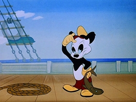 Screenshots from the 1948 Walter Lantz cartoon Playful Pelican