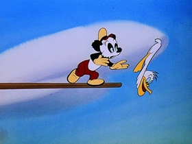 Screenshots from the 1948 Walter Lantz cartoon Playful Pelican