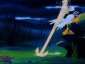 Screenshots from the 1948 Walter Lantz cartoon Playful Pelican