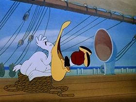 Screenshots from the 1948 Walter Lantz cartoon Playful Pelican
