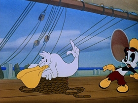 Screenshots from the 1948 Walter Lantz cartoon Playful Pelican