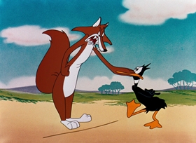 Screenshots from the 1948 Warner Bros. cartoon What Makes Daffy Duck