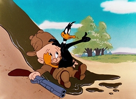Screenshots from the 1948 Warner Bros. cartoon What Makes Daffy Duck