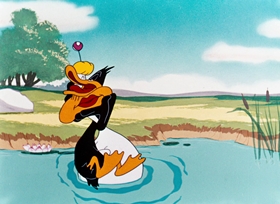 Screenshots from the 1948 Warner Bros. cartoon What Makes Daffy Duck
