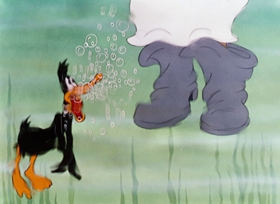 Screenshots from the 1948 Warner Bros. cartoon What Makes Daffy Duck