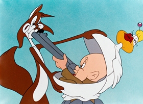 Screenshots from the 1948 Warner Bros. cartoon What Makes Daffy Duck