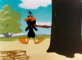 Screenshots from the 1948 Warner Bros. cartoon What Makes Daffy Duck