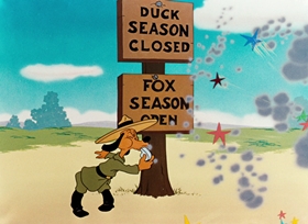 Screenshots from the 1948 Warner Bros. cartoon What Makes Daffy Duck