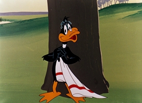 Screenshots from the 1948 Warner Bros. cartoon What Makes Daffy Duck