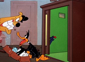 Screenshots from the 1948 Warner Bros. cartoon The Stupor Salesman