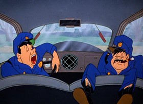 Screenshots from the 1948 Warner Bros. cartoon The Stupor Salesman