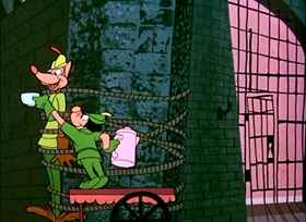 Screenshots from the 1948 UPA cartoon Robin Hoodlum
