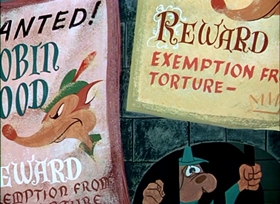 Screenshots from the 1948 UPA cartoon Robin Hoodlum