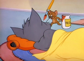 Screenshots from the 1949 MGM cartoon Polka Dot Puss