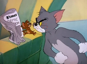 Screenshots from the 1949 MGM cartoon Polka Dot Puss